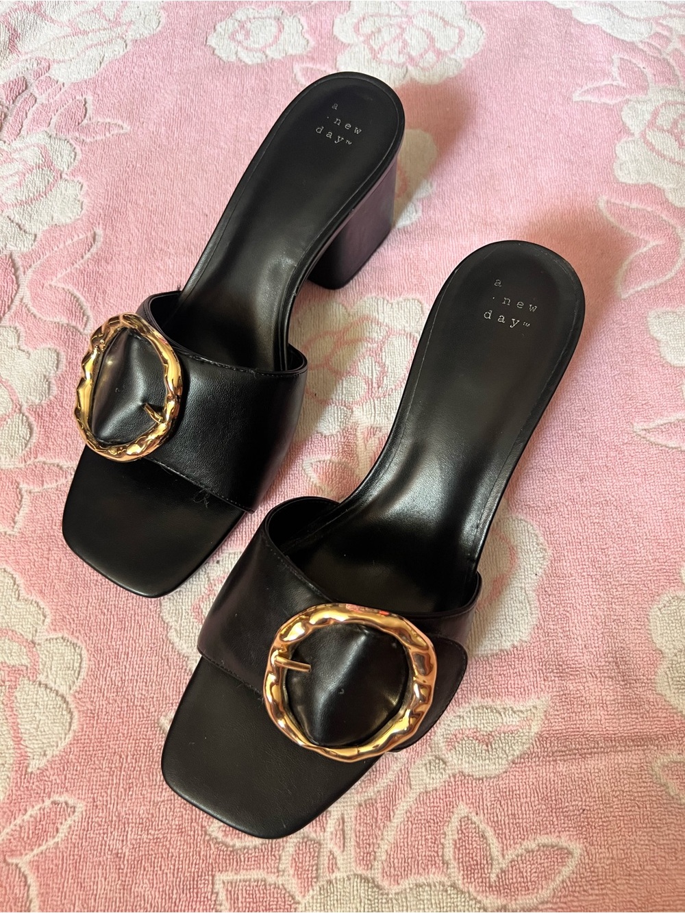 a new day Heels with Gold Buckle